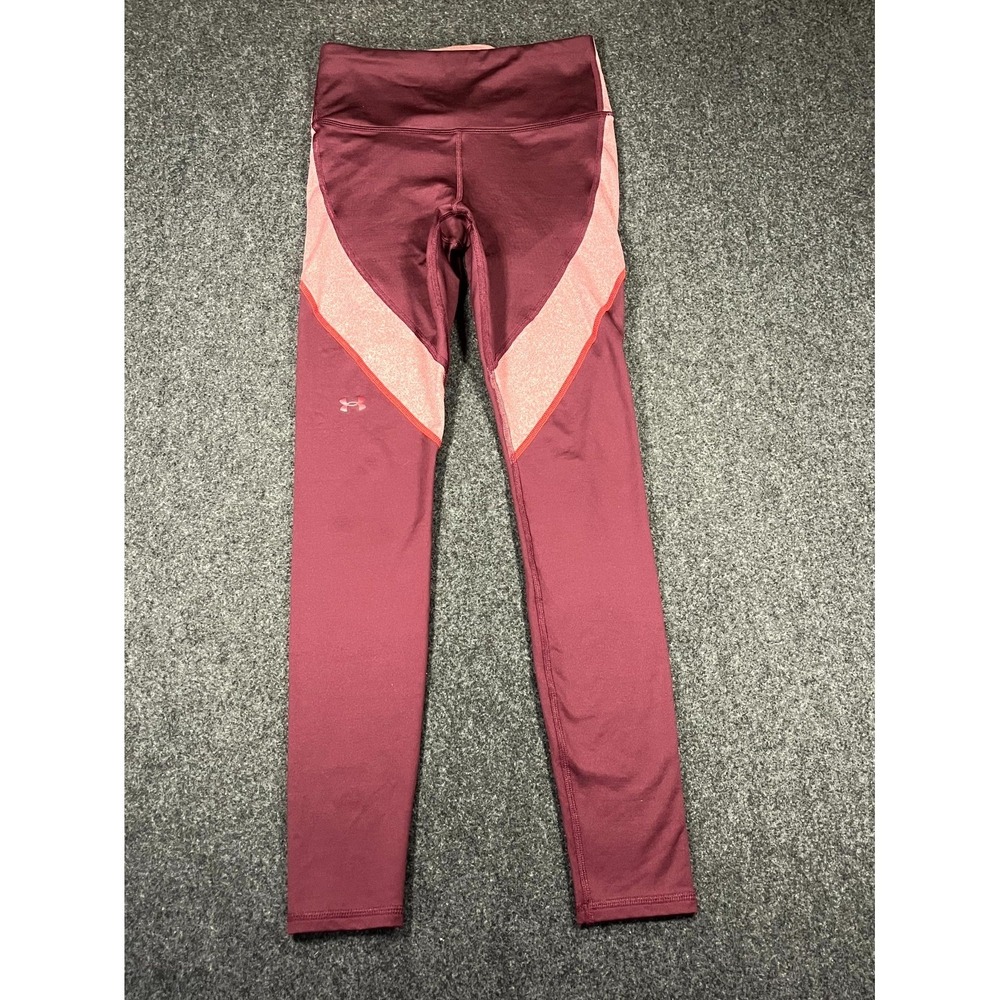 Under Armour HeatGear‎ Compression Leggings Womens XS Burgundy Pink Stretch Yoga